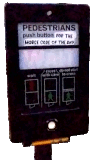 Pedestrian crossing push button box flashing