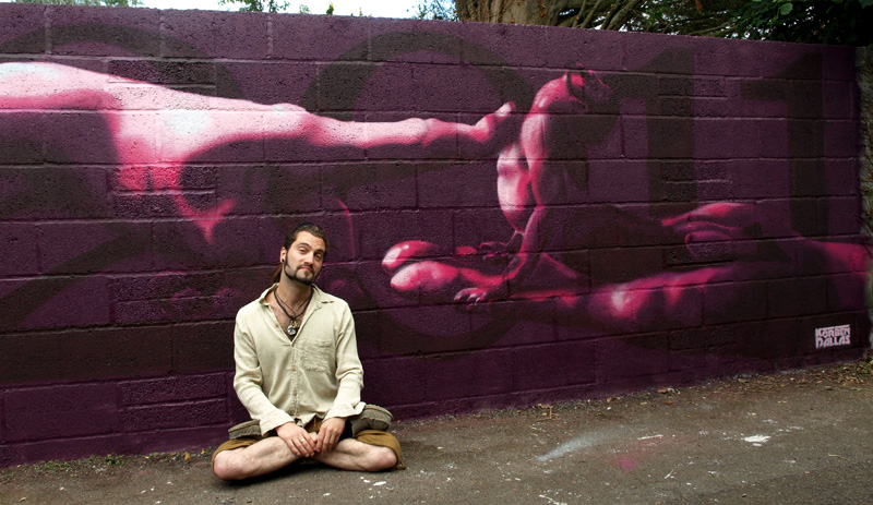 Painting of man doing yoga pose